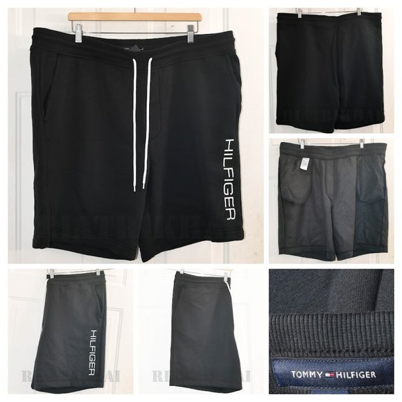 Black NWT‎  Men's  Fleece Sweat Short Tommy Hilfiger - Picture 1 of 9